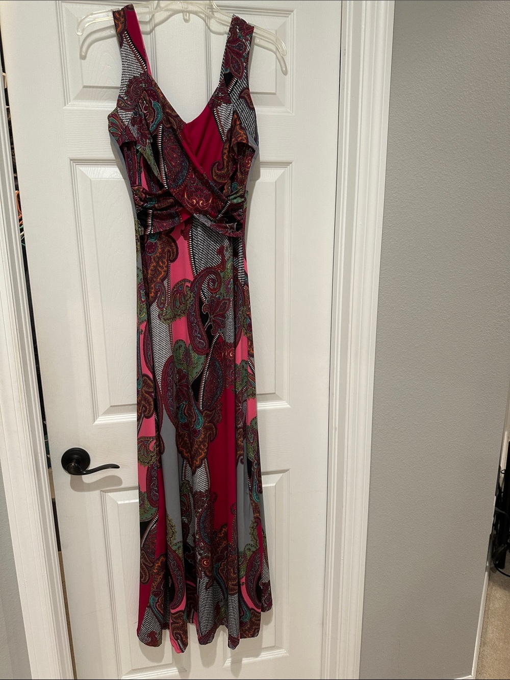 VENUS Paisley Wrap-Style Maxi Dress in Magenta and Teal